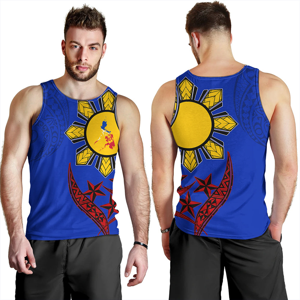 Philippines Tank Top Tribal Sun In My Heart Color Flag Style