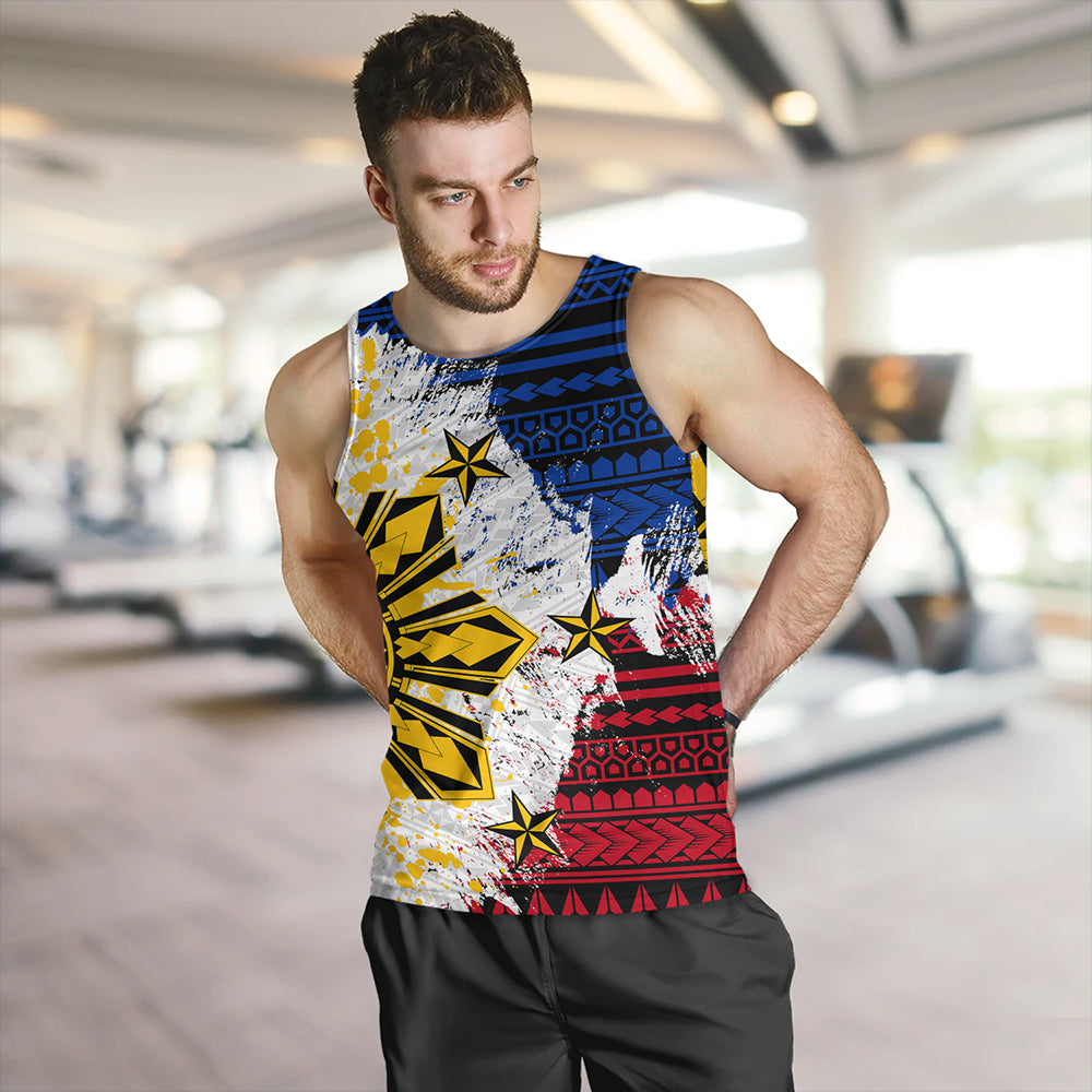 Philippines Tank Top Filipino Sun Flag Grunge Style