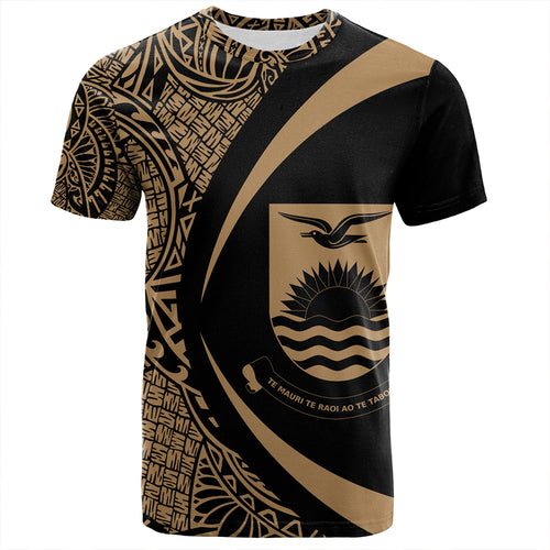 Kiribati T-Shirt Coat Of Arm Lauhala Gold Circle