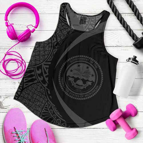 Federated States of Micronesia Women Tank Coat Of Arm Lauhala Gray Circle