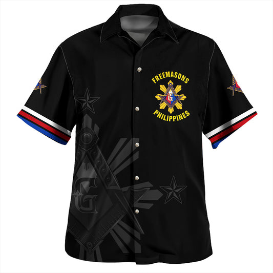 Philippines And American Hawaiian Shirt Flag Half Concept Brush Style