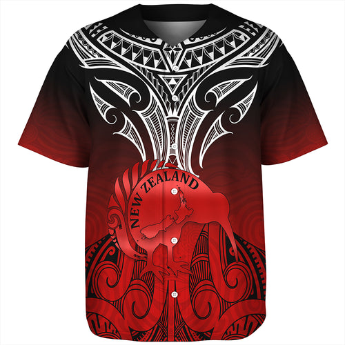 New Zealand Baseball Shirt Maori Kiwi Bird Symbols Map