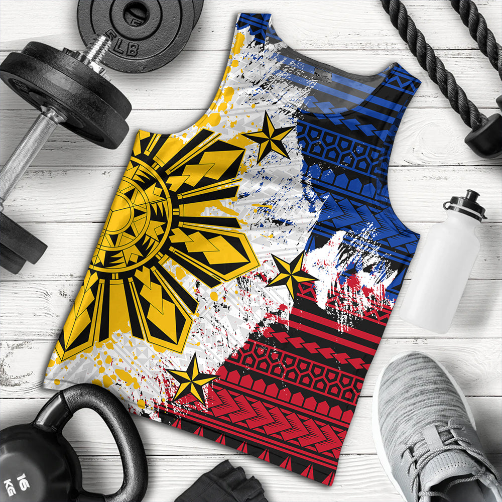 Philippines Tank Top Filipino Sun Flag Grunge Style