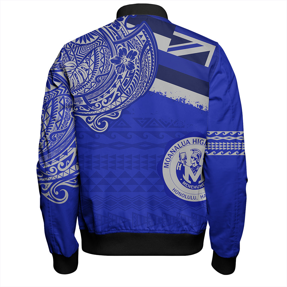 Hawaii Bomber Jacket Moanalua High School Flag With Crest Style