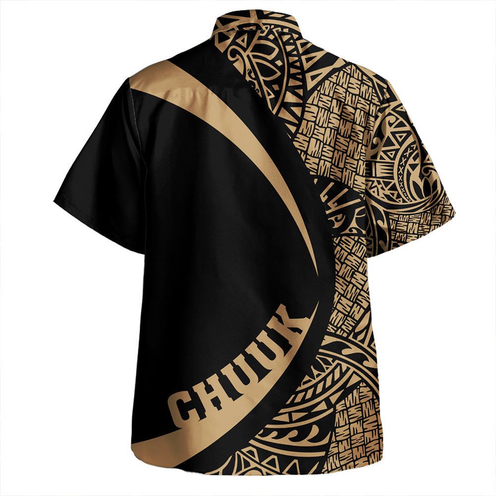 Chuuk Hawaiian Shirt Coat Of Arm Lauhala Gray Circle