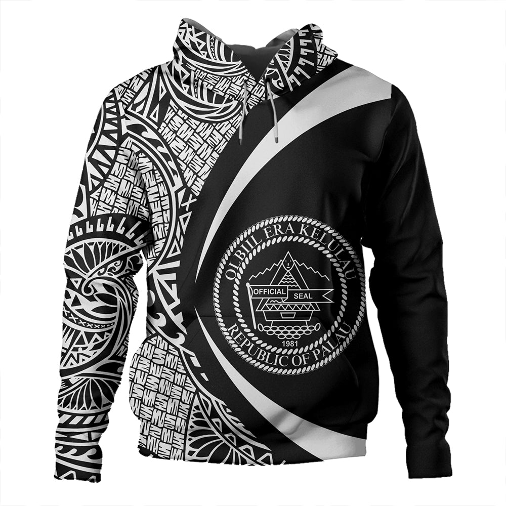 Palau Hoodie Coat Of Arm Lauhala White Circle
