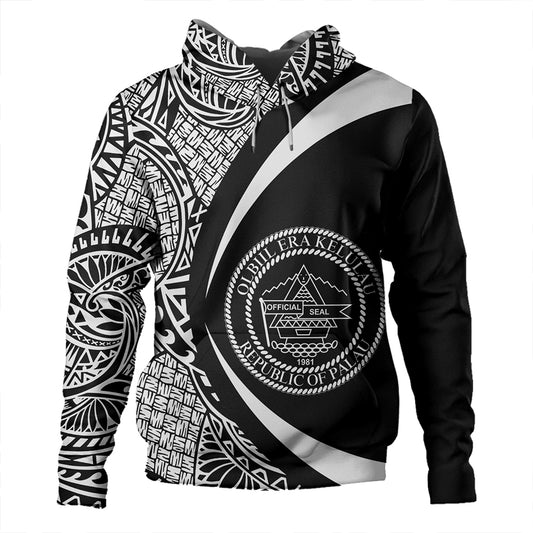 Palau Hoodie Coat Of Arm Lauhala White Circle
