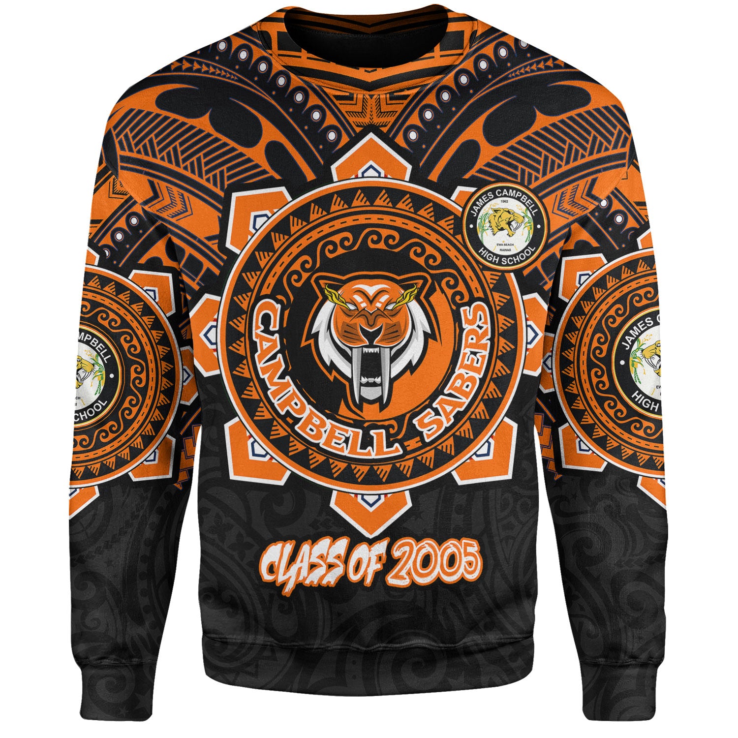 Hawaii Sweatshirt Custom James Campbell High School SaberNation Super Sabers Tribal Style