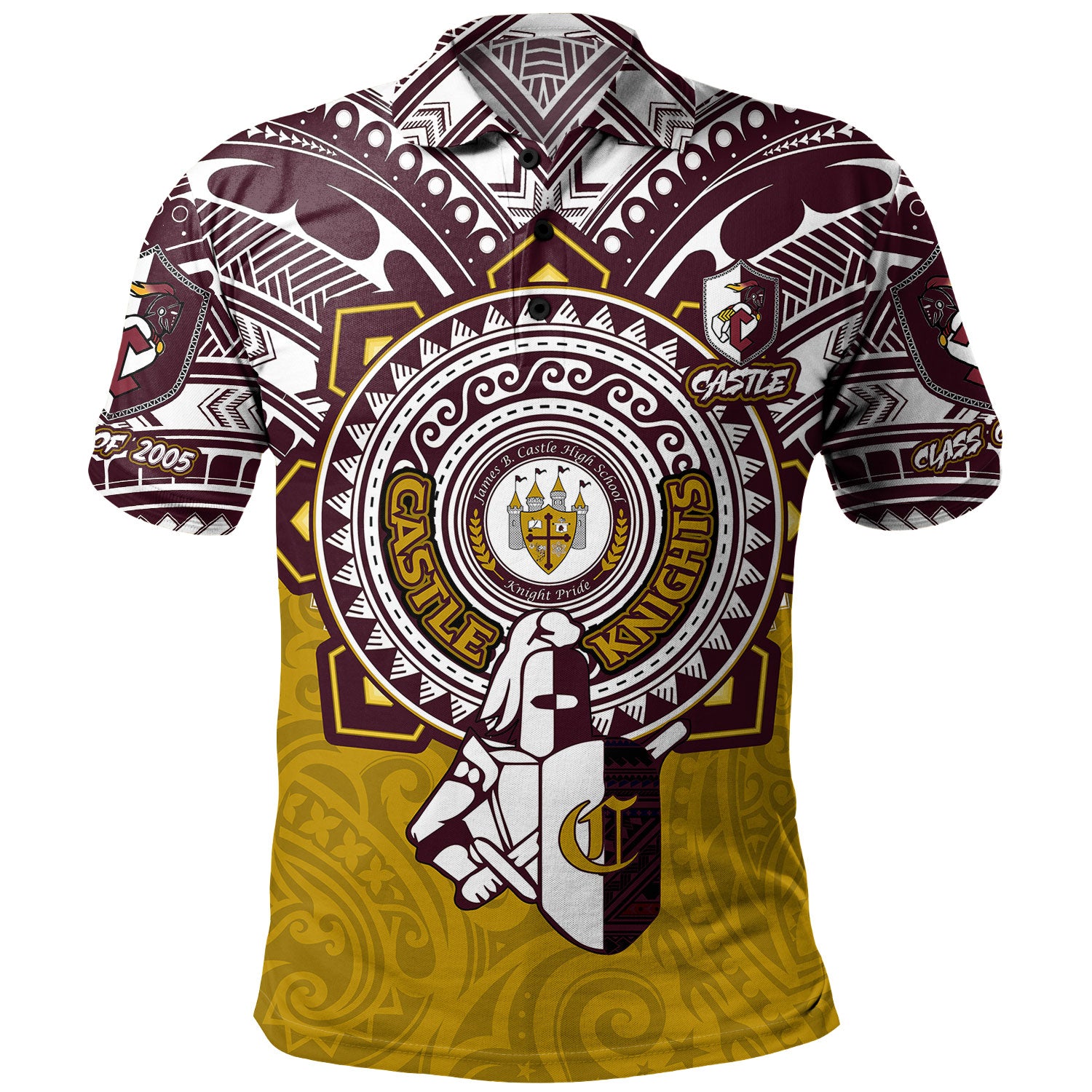 Hawaii Polo Shirt Custom James B. Castle High School Super Castle Knights Tribal Style