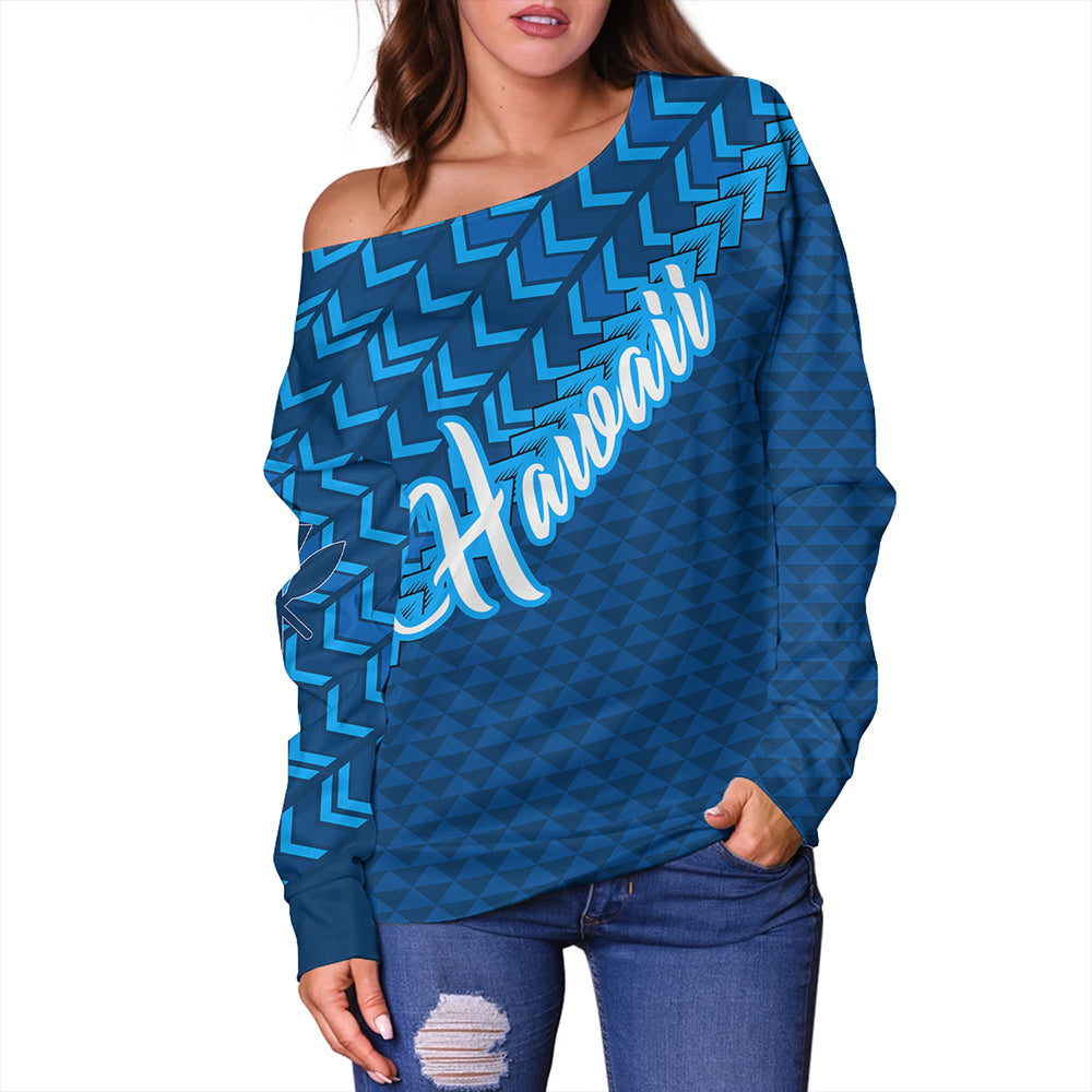 Hawaiian Off Shoulder Sweatshirt Kanaka Maoli Kakau Style