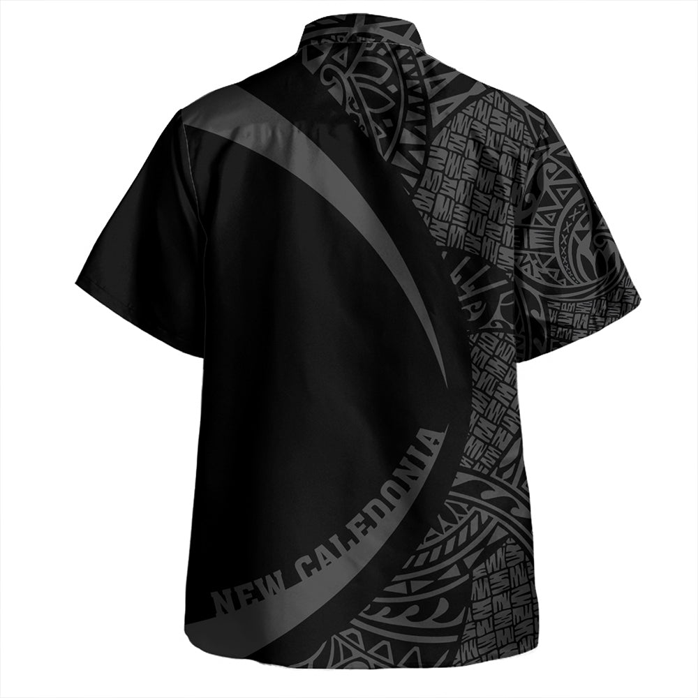 New Caledonia Hawaiian Shirt Coat Of Arm Lauhala Gray Circle