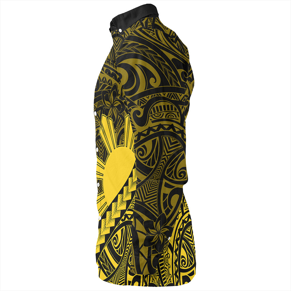 Philippines Long Sleeve Shirt Tribal Polynesian Sun Yellow