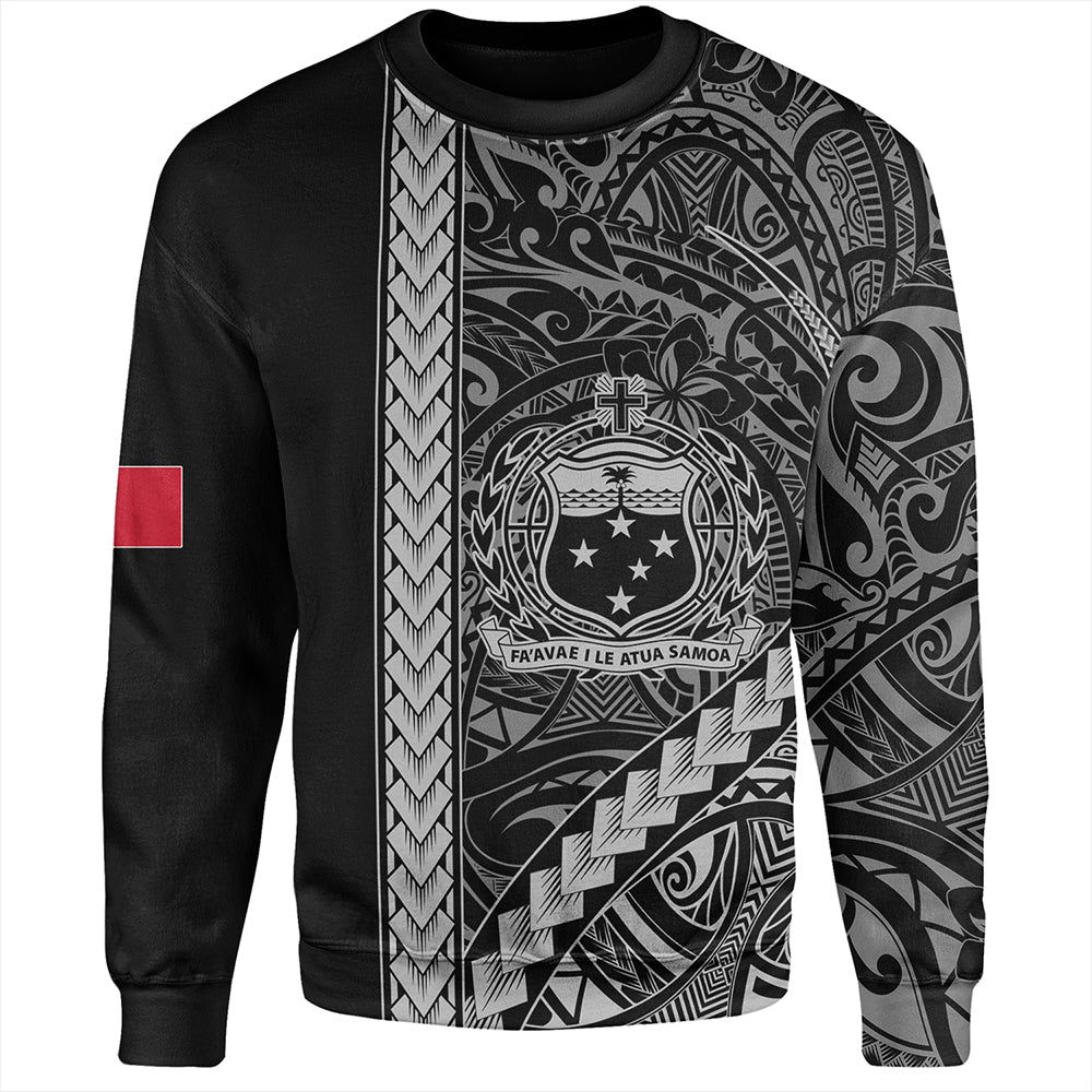 Samoa Sweatshirt Tribal Polynesian Coat Of Arms White