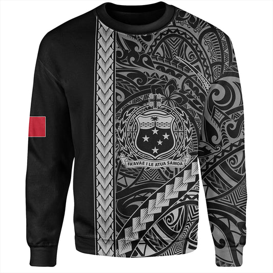 Samoa Sweatshirt Tribal Polynesian Coat Of Arms White