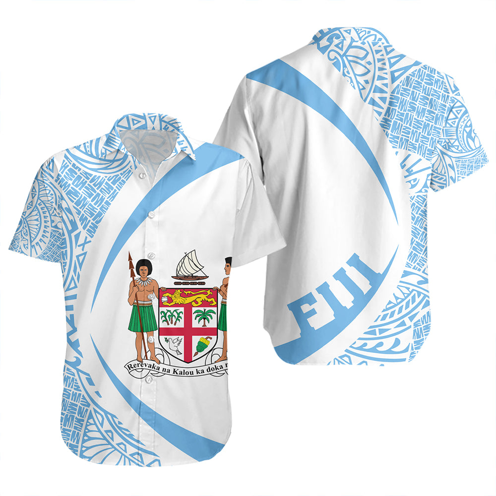 Fiji Short Sleeve Shirt Coat Of Arm Lauhala Circle