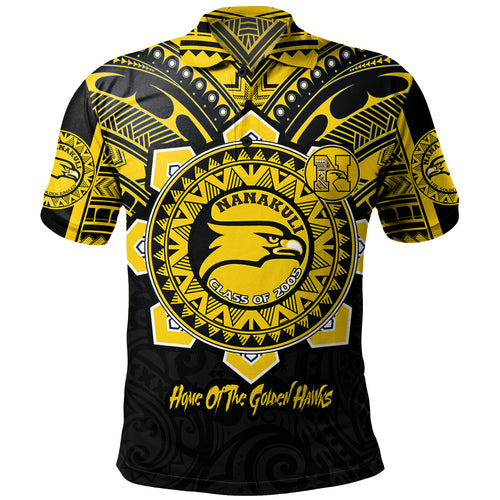 Hawaii Polo Shirt Custom Nanakuli High & Intermediate School Home Of Golden Hawks Tribal Style