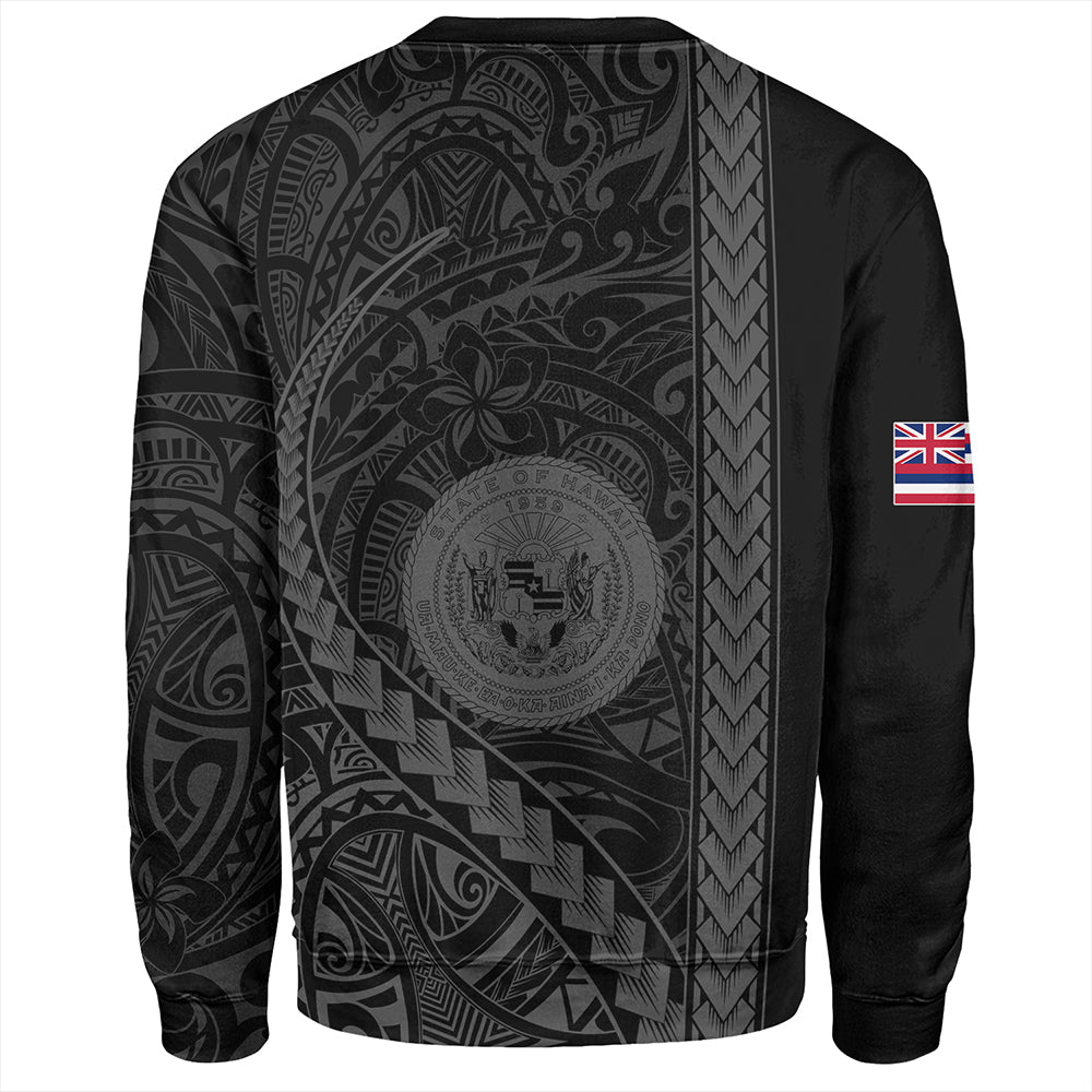 Hawaii Sweatshirt Tribal Polynesian Coat Of Arms Gray