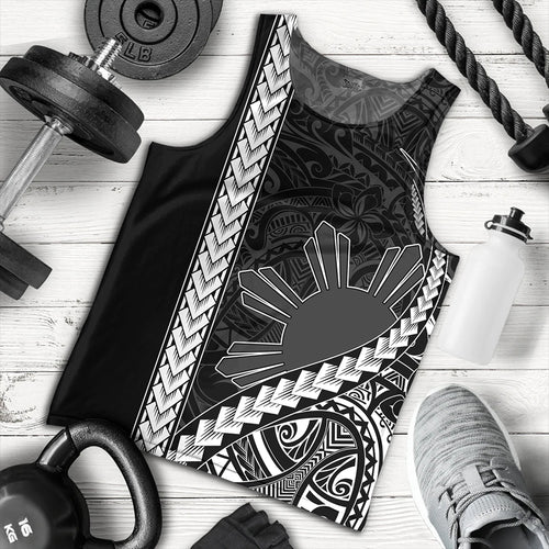 Philippines Tank Top Tribal Polynesian Sun Gray