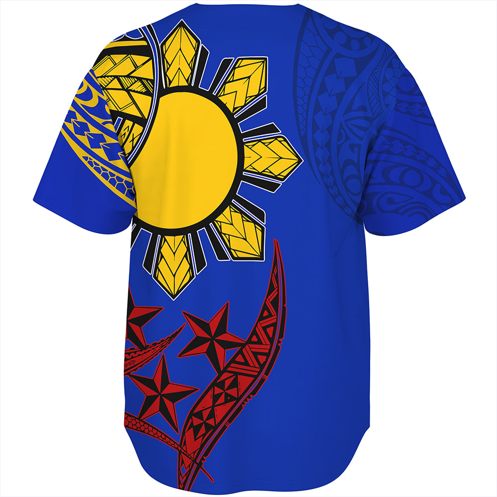 Philippines Baseball Shirt Tribal Sun In My Heart Color Flag Style
