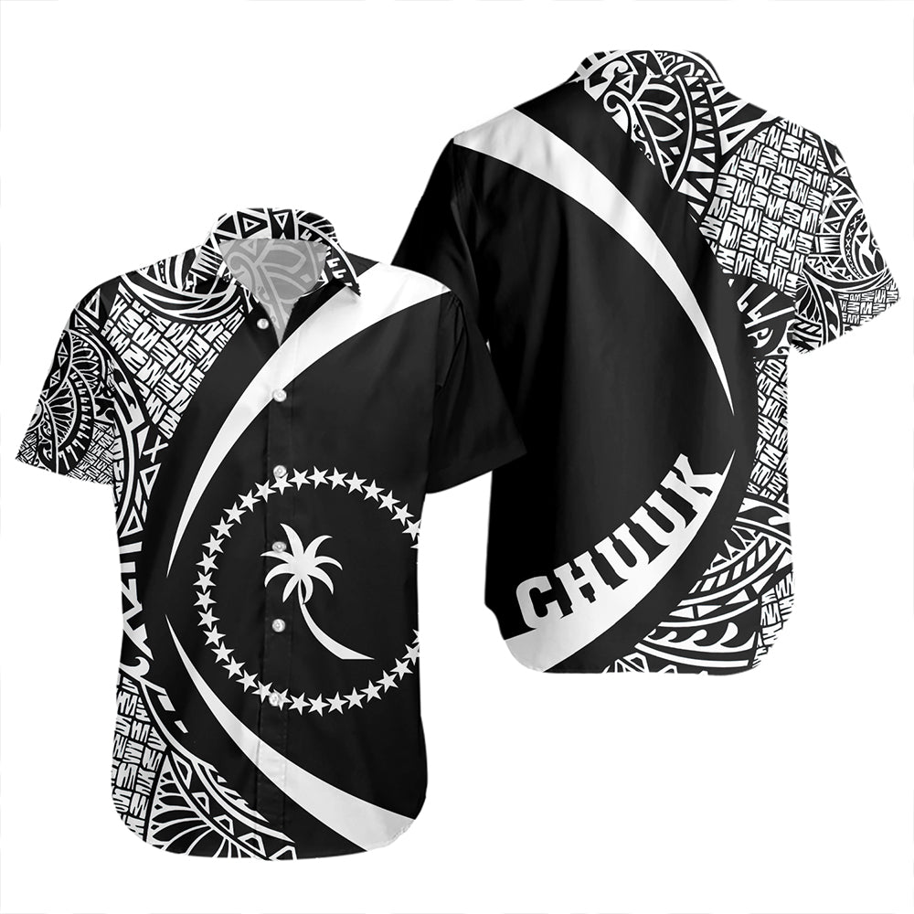 Chuuk Short Sleeve Shirt Coat Of Arm Lauhala White Circle