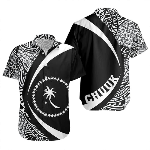 Chuuk Short Sleeve Shirt Coat Of Arm Lauhala White Circle