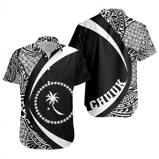 Chuuk Short Sleeve Shirt Coat Of Arm Lauhala White Circle