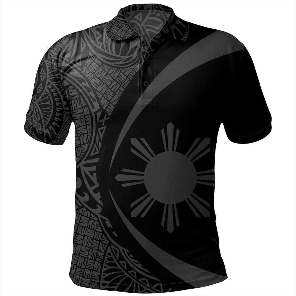 Philippines Polo Shirt Coat Of Arm Lauhala Gray Circle