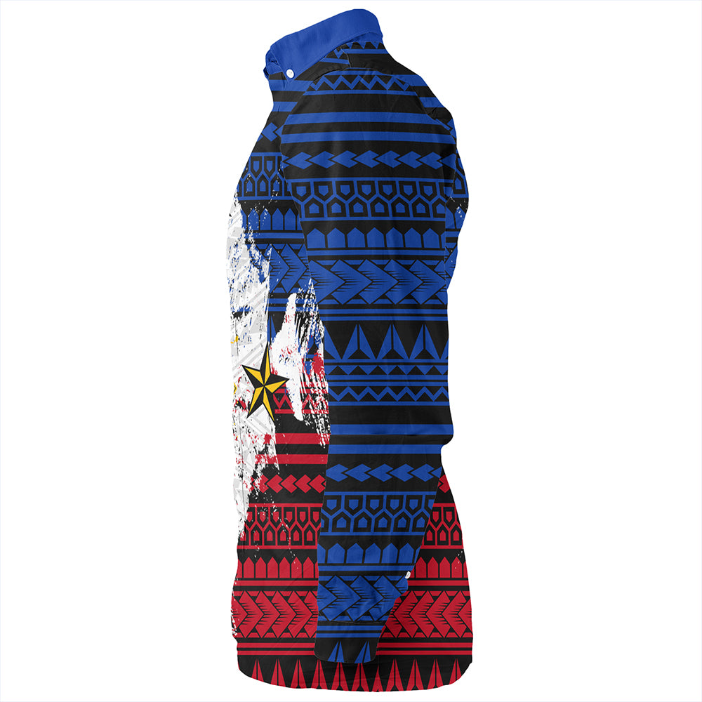 Philippines Long Sleeve Shirt Filipino Sun Flag Grunge Style