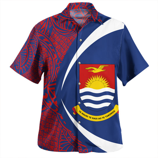 Kiribati Hawaiian Shirt Coat Of Arm Lauhala Gold Circle