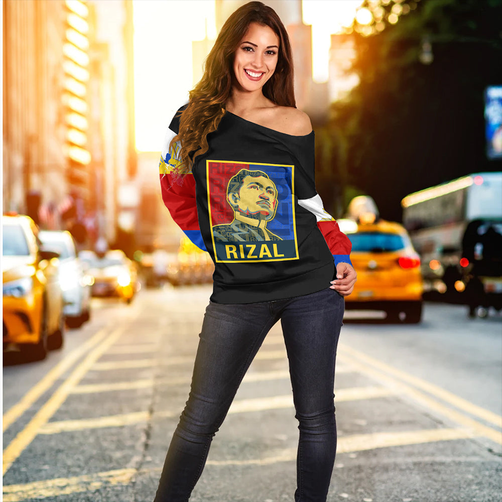 Philippines Off Shoulder Sweatshirt Rizal Day Flag