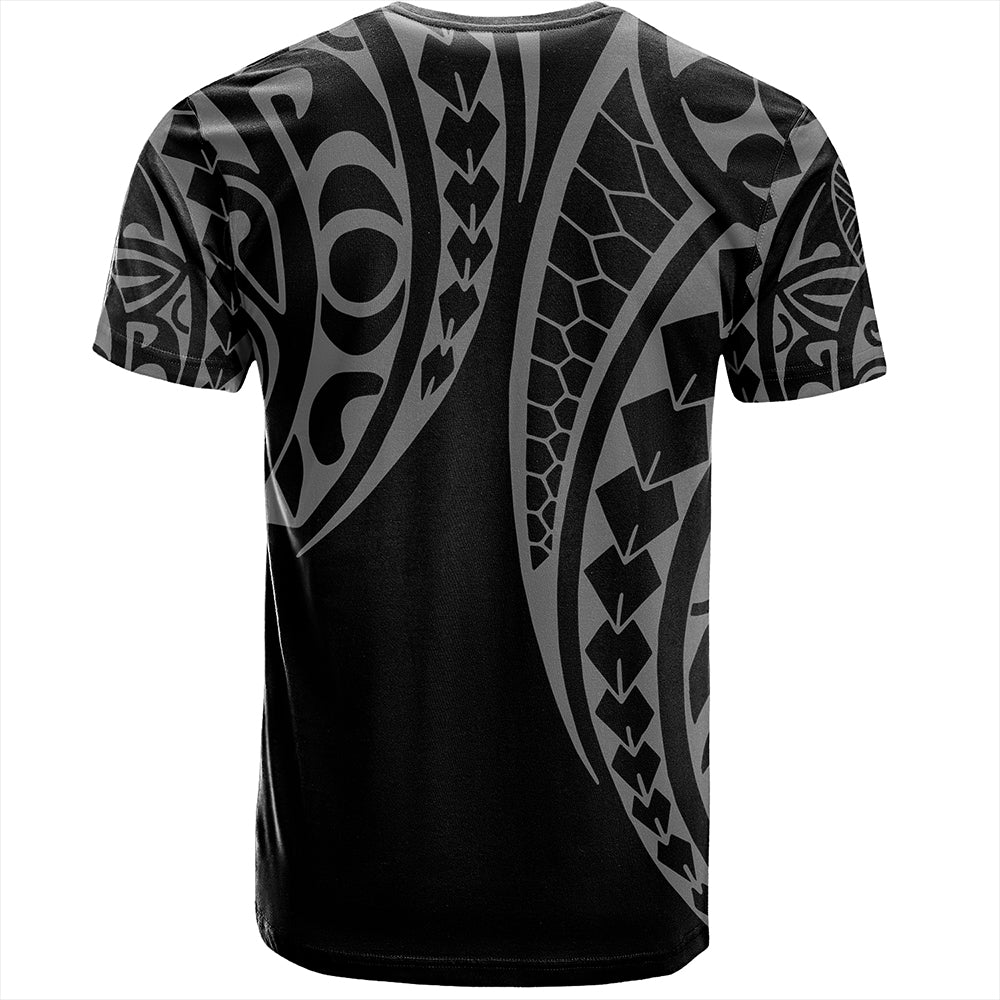 Hawaii T-Shirt Hawaiian Map Kakau Style White