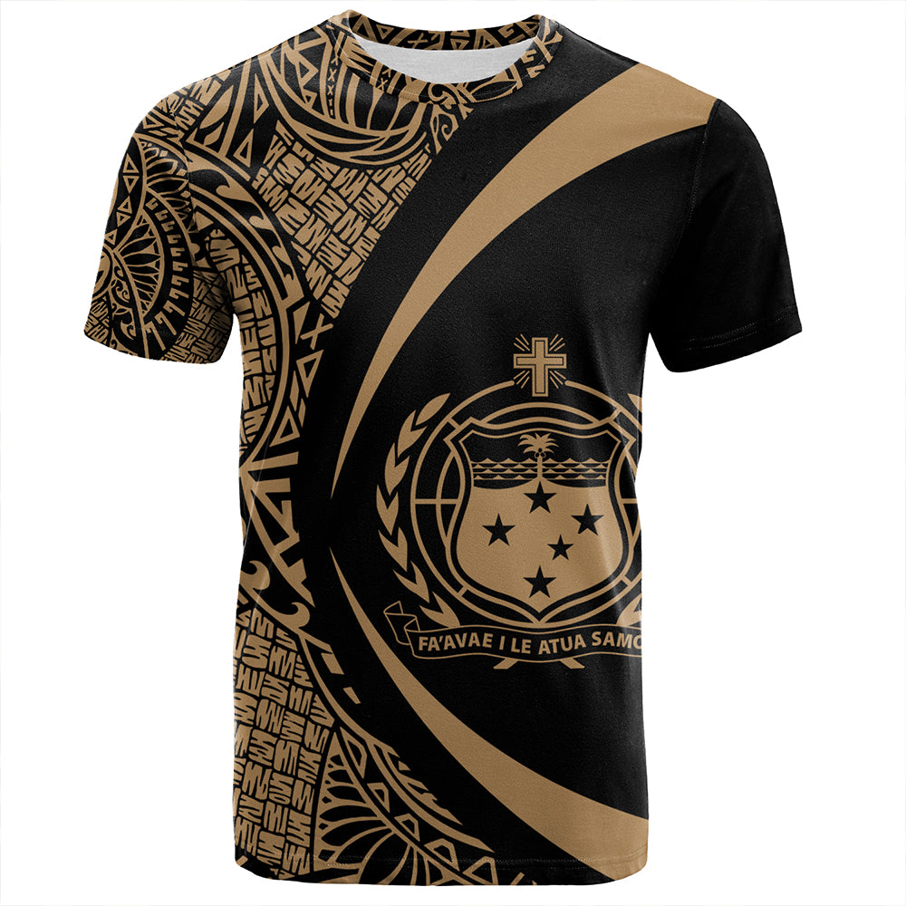 Samoa T-Shirt Coat Of Arm Lauhala Gold Circle