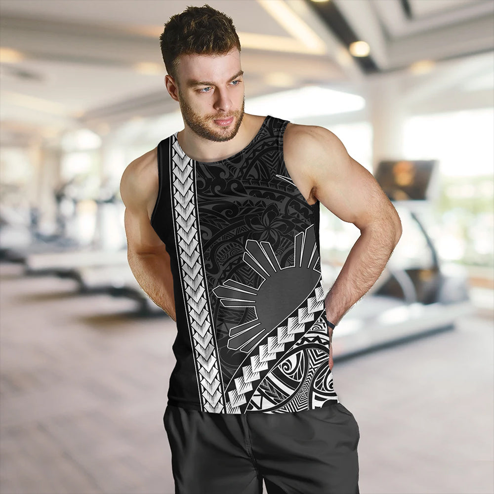 Philippines Tank Top Tribal Polynesian Sun Gray
