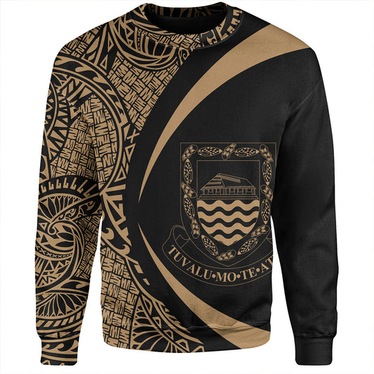 Tuvalu Sweatshirt Coat Of Arm Lauhala Gold Circle