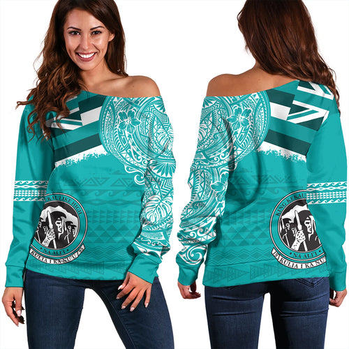 Hawaii Off Shoulder Sweatshirt King Kekaulike High School With Crest Style