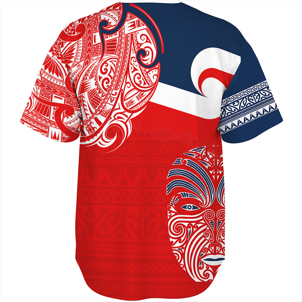 New Zealand Baseball Shirt Tino Rangatiratanga Maori Mask