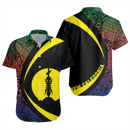 New Caledonia Short Sleeve Shirt Coat Of Arm Lauhala Circle