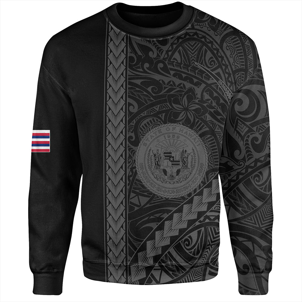 Hawaii Sweatshirt Tribal Polynesian Coat Of Arms Gray