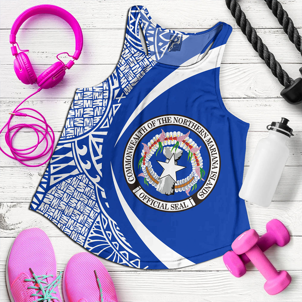 Northern Mariana Islands Women Tank Coat Of Arm Lauhala Circle