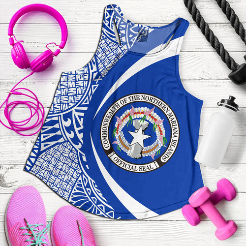 Northern Mariana Islands Women Tank Coat Of Arm Lauhala Circle