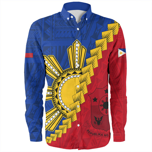 Philippines Long Sleeve Shirt Philippines Sun Polynesian With Flag