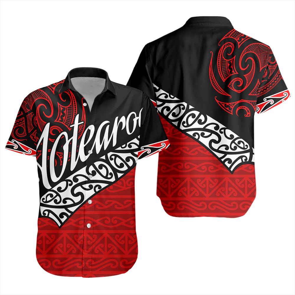 New Zealand Short Sleeve Shirt Aotearoa Maori Flag Puhoro Pattern
