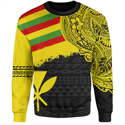 Kanaka Maoli Sweatshirt Polynesian Flag With Coat Of Arms
