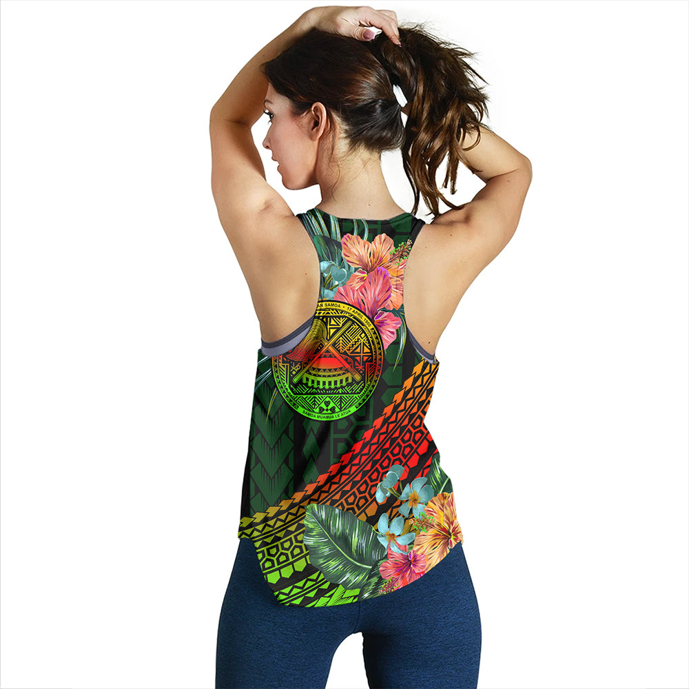 American Samoa Women Tank Polynesian Tropical Style Flower