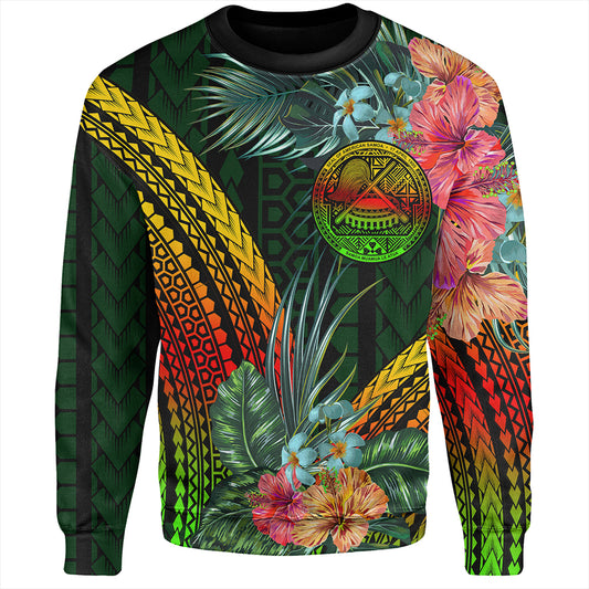 American Samoa Sweatshirt Polynesian Tropical Style Flower