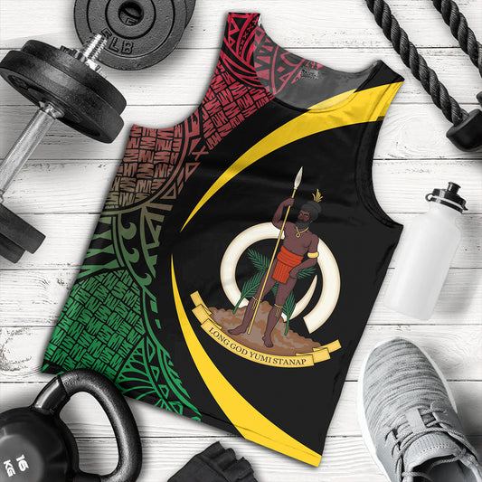 Vanuatu Tank Top Coat Of Arm Lauhala Circle