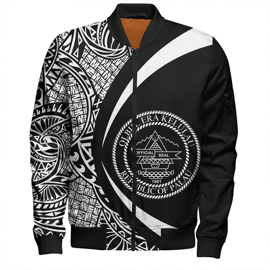 Palau Bomber Jacket Coat Of Arm Lauhala White Circle