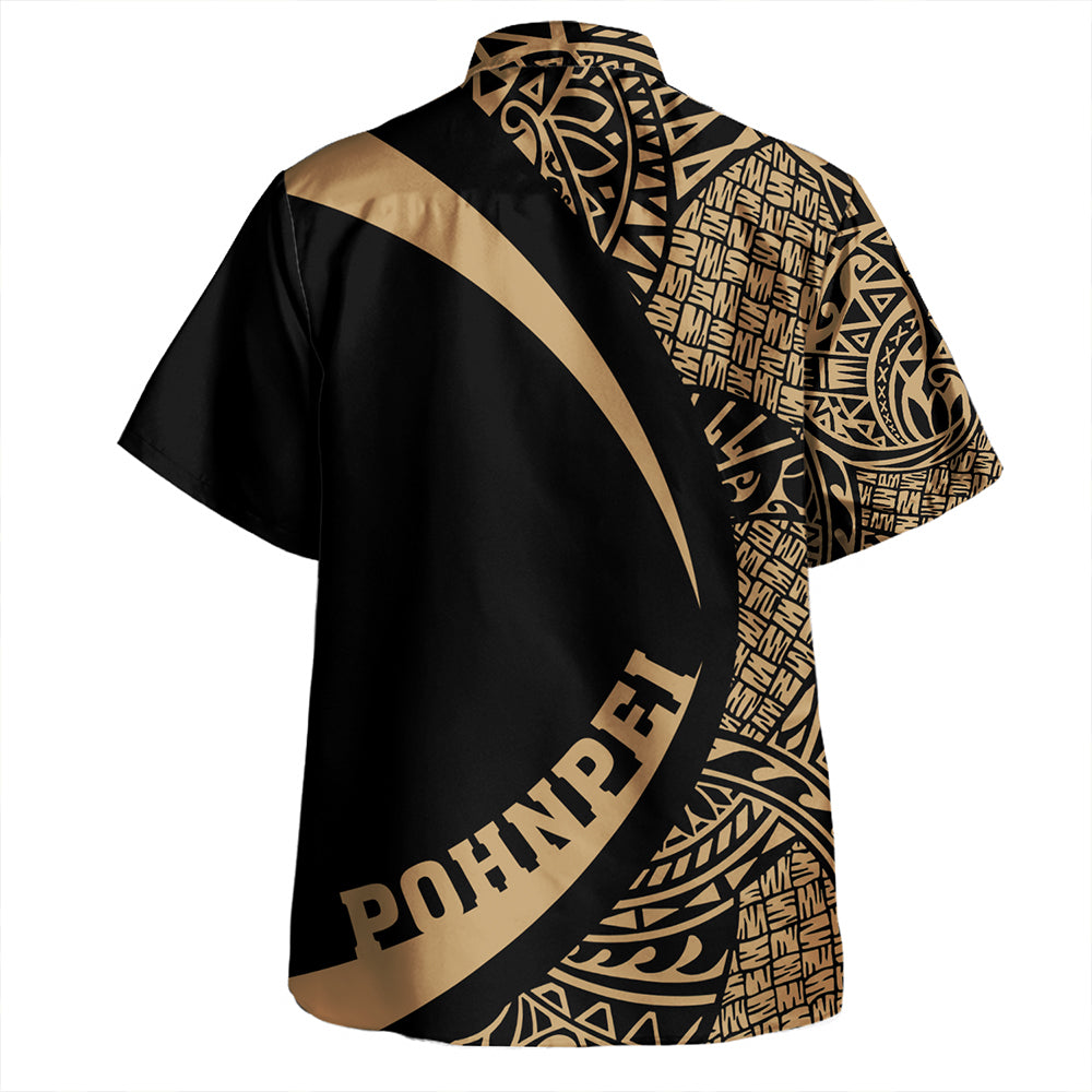 Pohnpei Hawaiian Shirt Coat Of Arm Lauhala Gold Circle