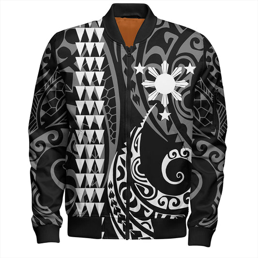 The Philippines Bomber Jacket Sun White Kakau Style