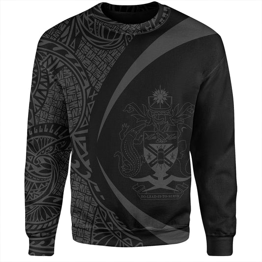 Solomon Islands Sweatshirt Coat Of Arm Lauhala Gray Circle